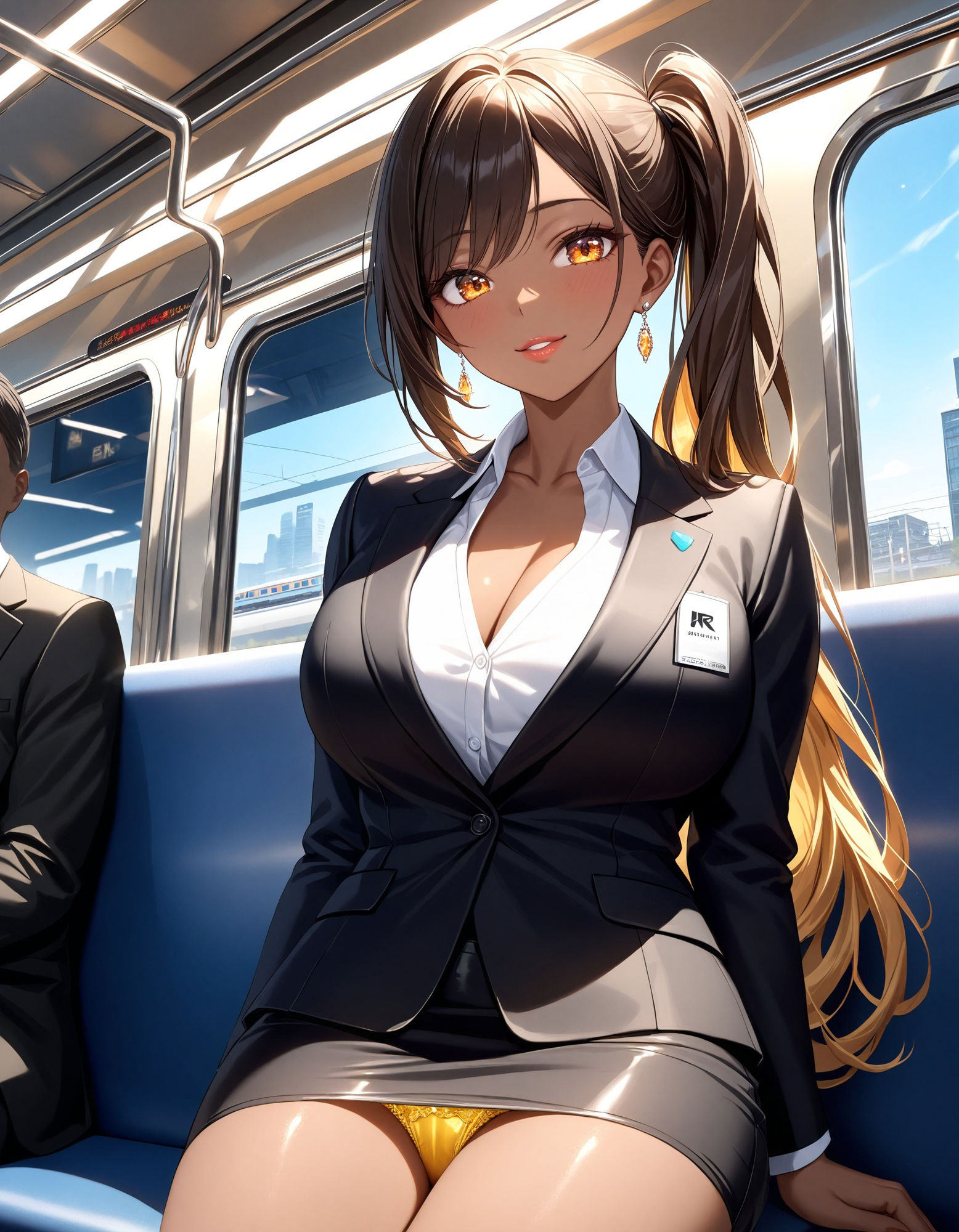 サンプル画像4:電車で対面パンチラ〜黒ギャルOL編〜(D.P.H.) [d_472448]