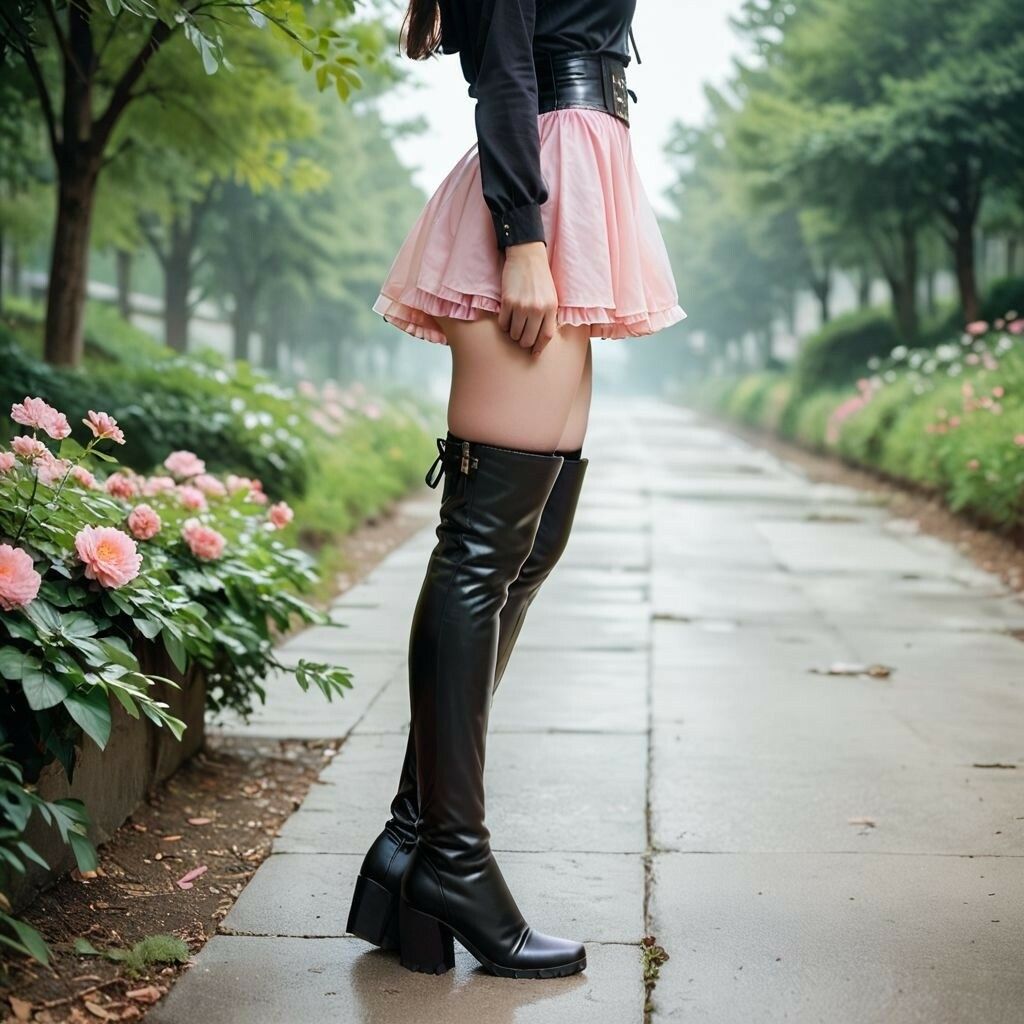 サンプル画像2:ニーハイ黒ブーツ美女の画像集 〜パンチラ・おっぱい丸出し・裸ショットも(AI美エロ) [d_472558]