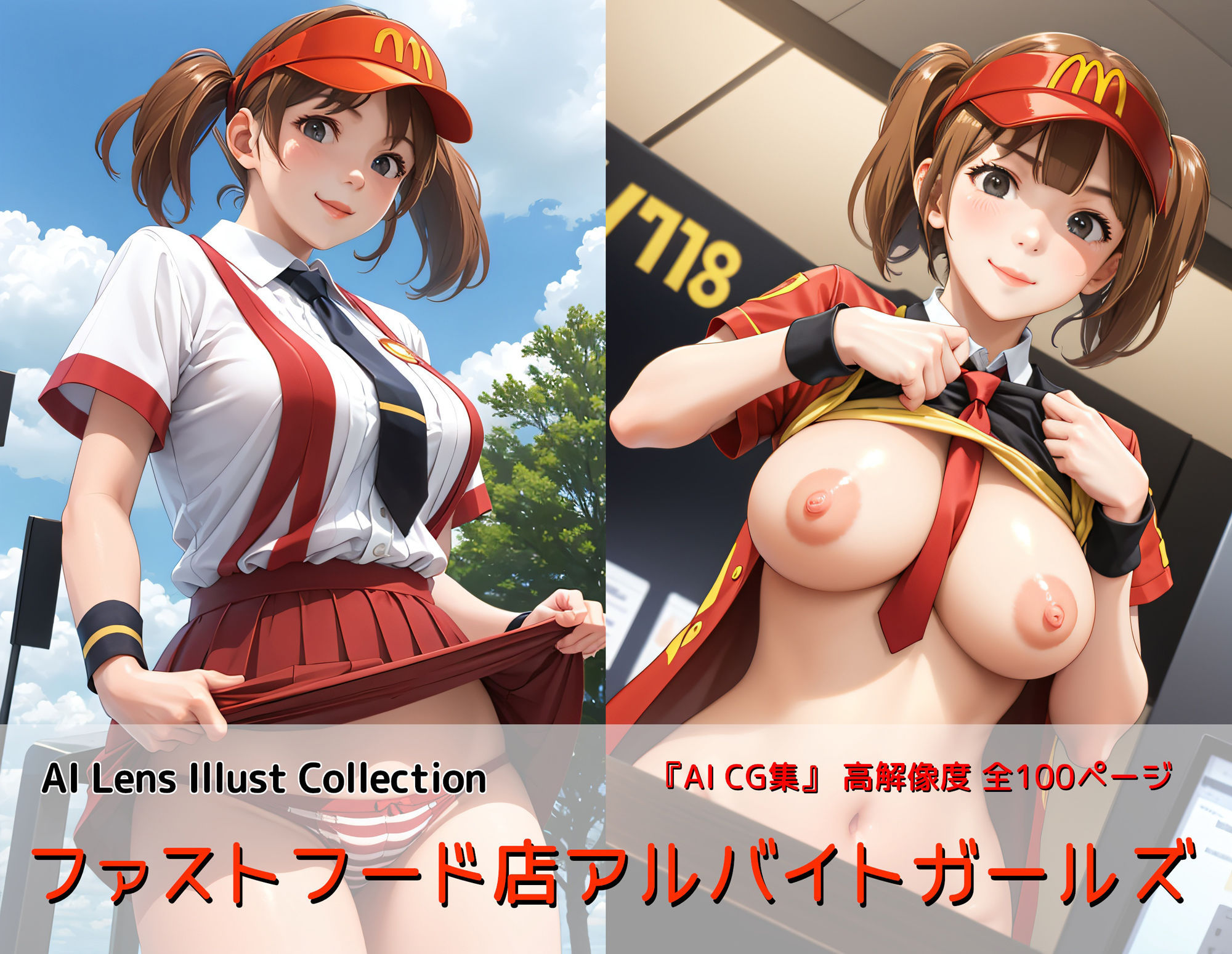 サンプル画像1:ファストフード店アルバイトガールズ(AIれんず) [d_472812]