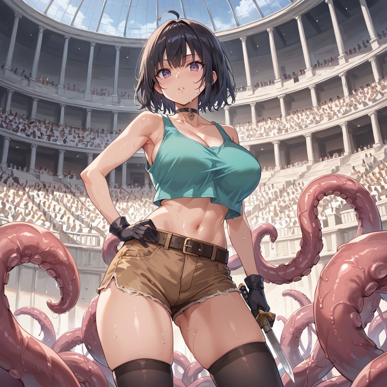 サンプル画像1:巨乳少女は触手に勝てない［AIイラスト集Vol.05］(巨乳少女は触手に勝てない) [d_472828]