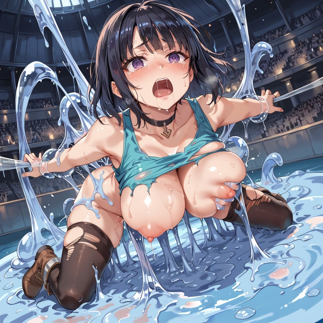 サンプル画像4:巨乳少女は触手に勝てない［AIイラスト集Vol.05］(巨乳少女は触手に勝てない) [d_472828]