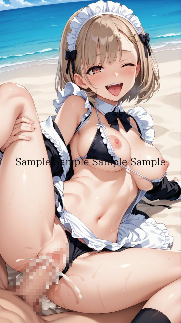 サンプル画像2:夏だ！海だ！堕天使水着エロメイド達とビーチで乱交バカンス！パート4(楽園への誘い) [d_472834]