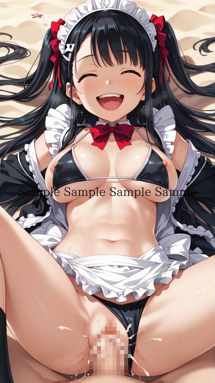 サンプル画像3:夏だ！海だ！堕天使水着エロメイド達とビーチで乱交バカンス！パート4(楽園への誘い) [d_472834]