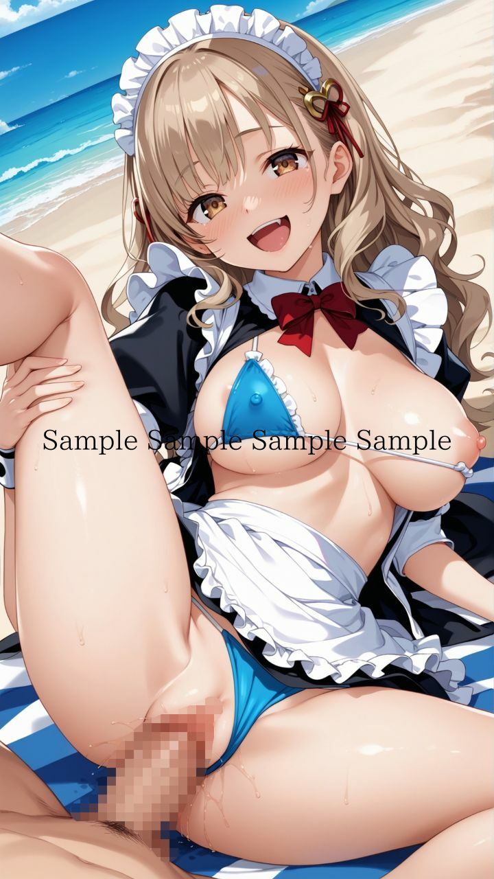 サンプル画像6:夏だ！海だ！堕天使水着エロメイド達とビーチで乱交バカンス！パート4(楽園への誘い) [d_472834]