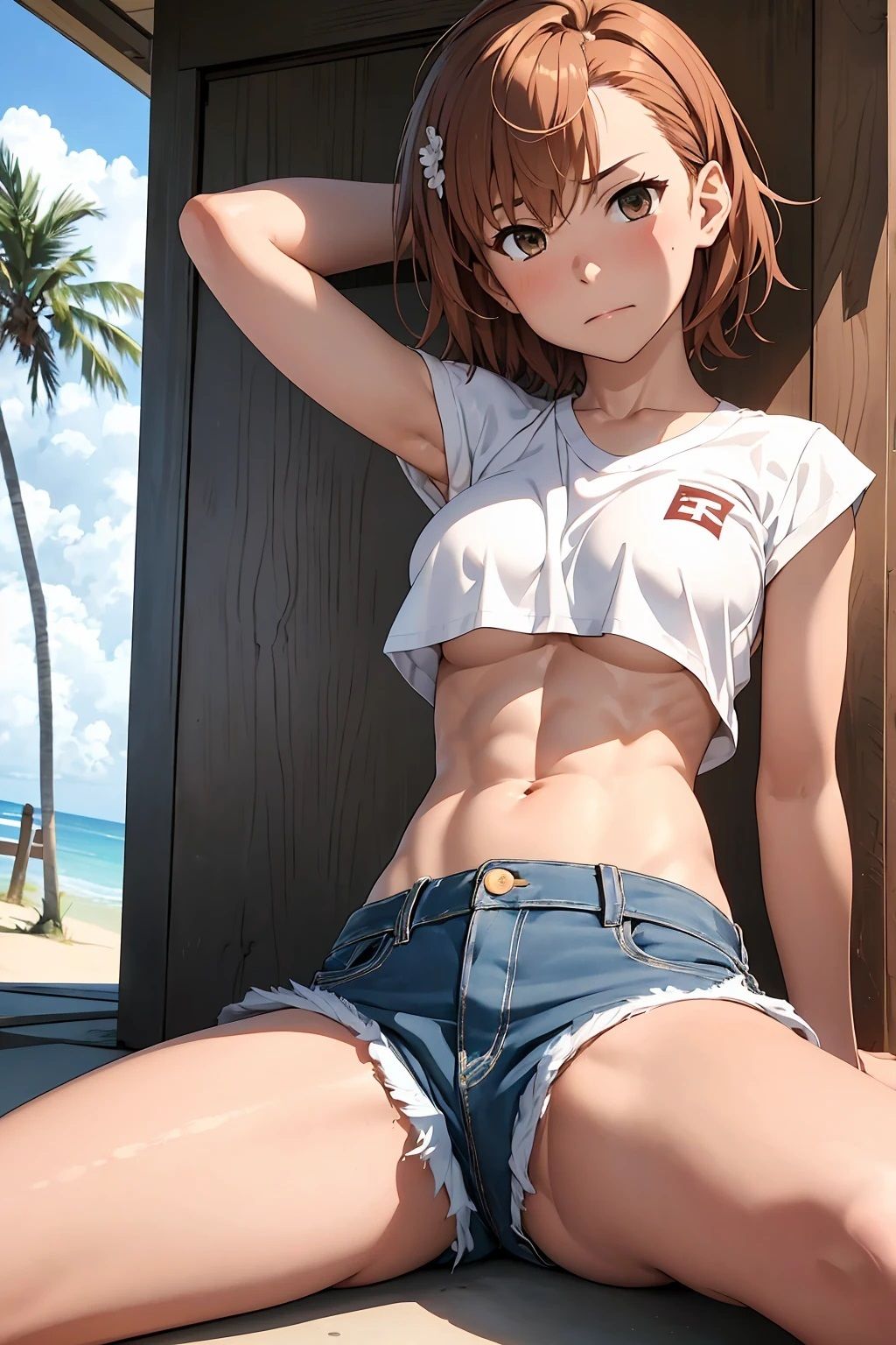 サンプル画像2:御坂〇琴 デニムショートパンツとおっぱいちら（95枚）(ひぐまアート) [d_472843]