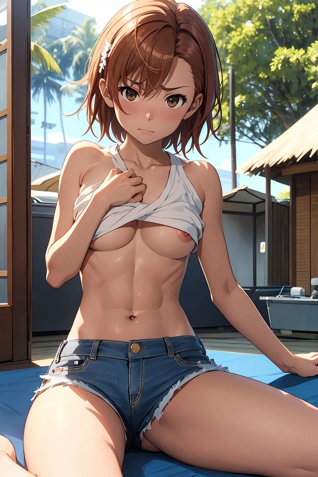 サンプル画像3:御坂〇琴 デニムショートパンツとおっぱいちら（95枚）(ひぐまアート) [d_472843]