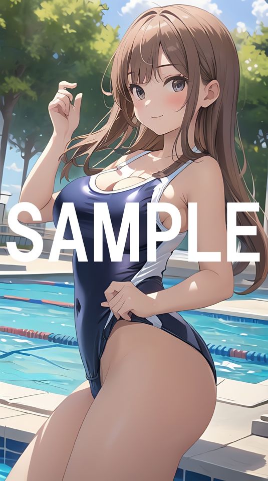 サンプル画像1:夏のプールで、スク水娘の食い込み！！(AI Art and Meditation) [d_472942]