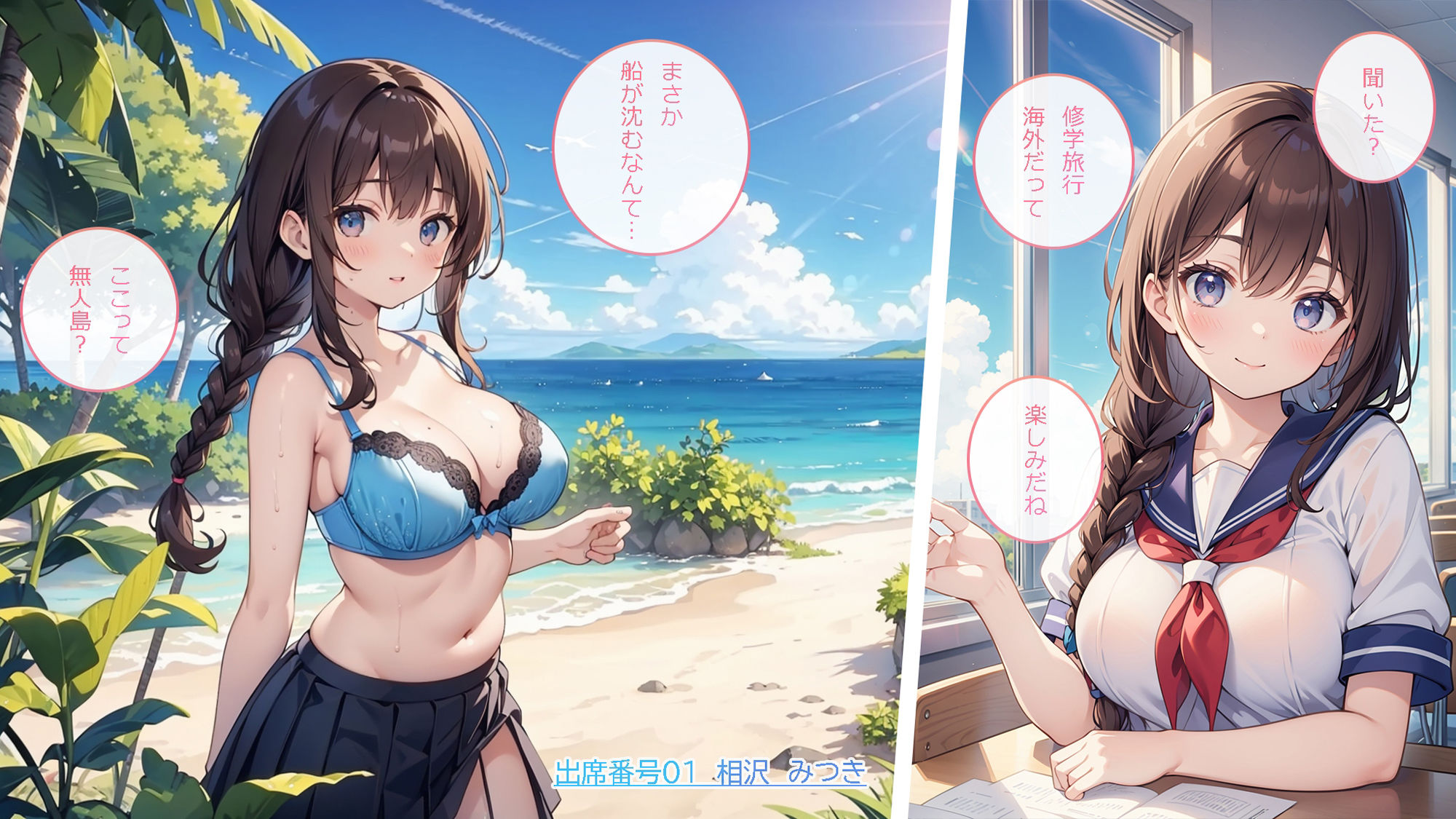 サンプル画像1:クラスの女子全員と無人島ハーレム(AI.txt) [d_473153]