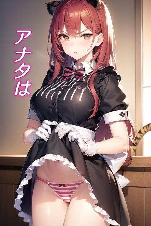 サンプル画像5:嫌な顔してパンツ見せてくる女の子〜カフェ店員編〜(AIパンツ部) [d_473189]