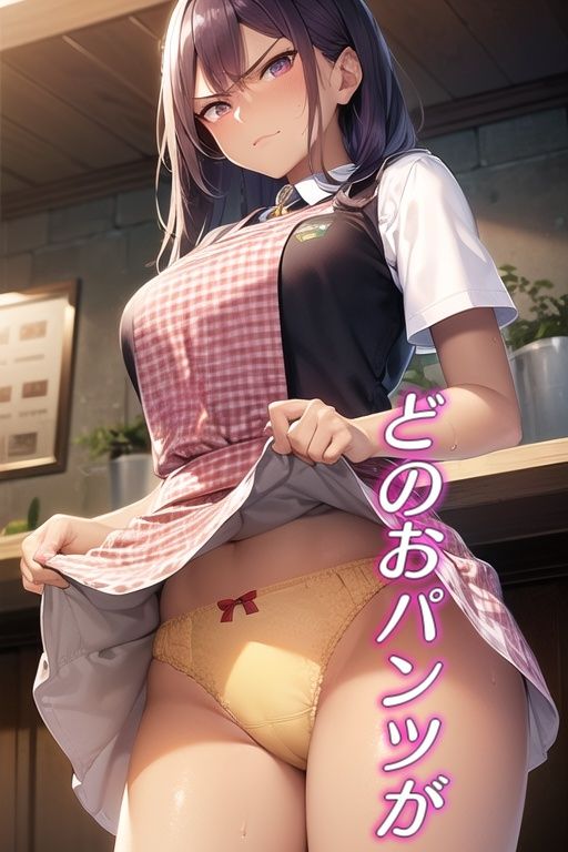 サンプル画像6:嫌な顔してパンツ見せてくる女の子〜カフェ店員編〜(AIパンツ部) [d_473189]