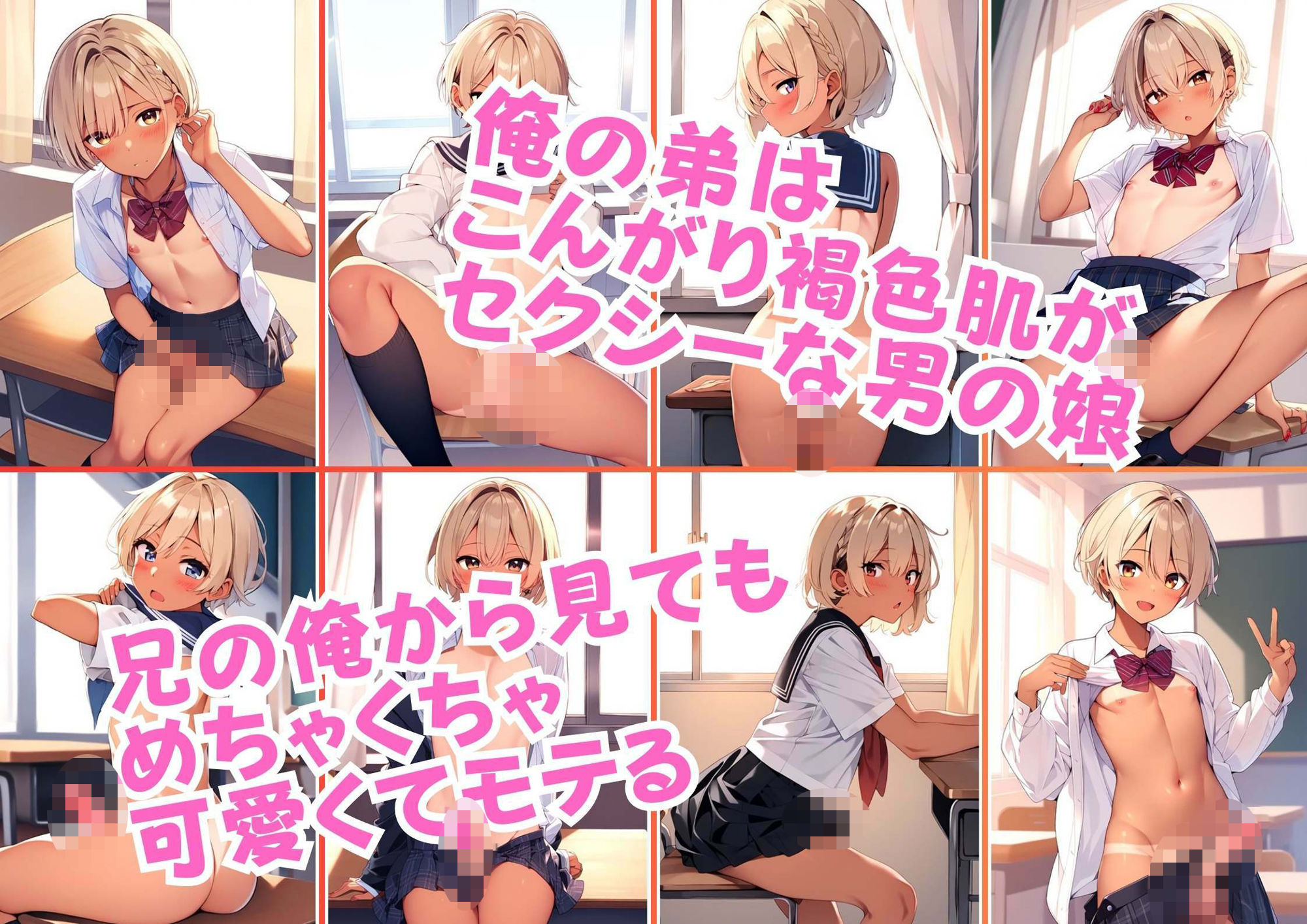 サンプル画像2:褐色の男の娘をTS性転換アプリで女体化【弟→妹】アヘ顔ふたなり妊婦の射精管理(AI欲イラスト屋さん：わんたんめん) [d_473710]