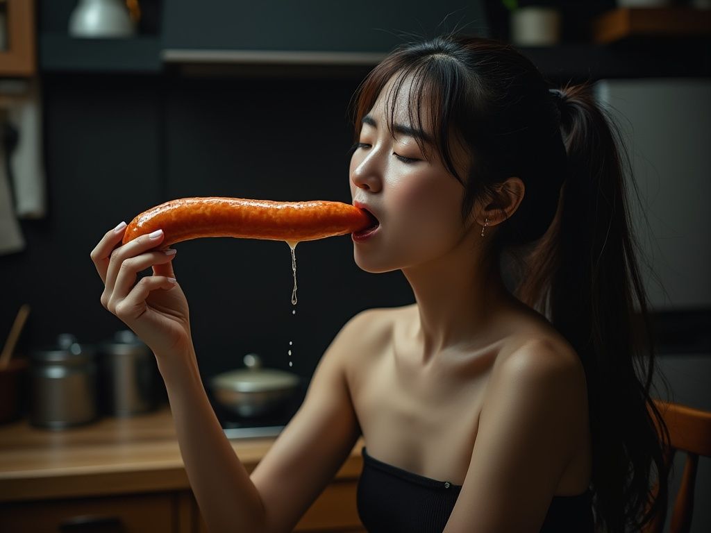 サンプル画像4:ソーセージで遊んでいる女(もう限界) [d_473889]