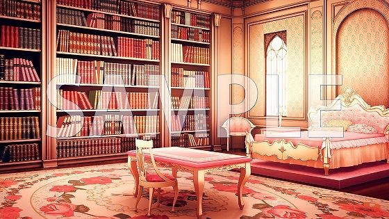 サンプル画像2:【背景素材】読書家の女の子の部屋（6267_bg10a）【時間差分あり】(XERO) [d_474077]