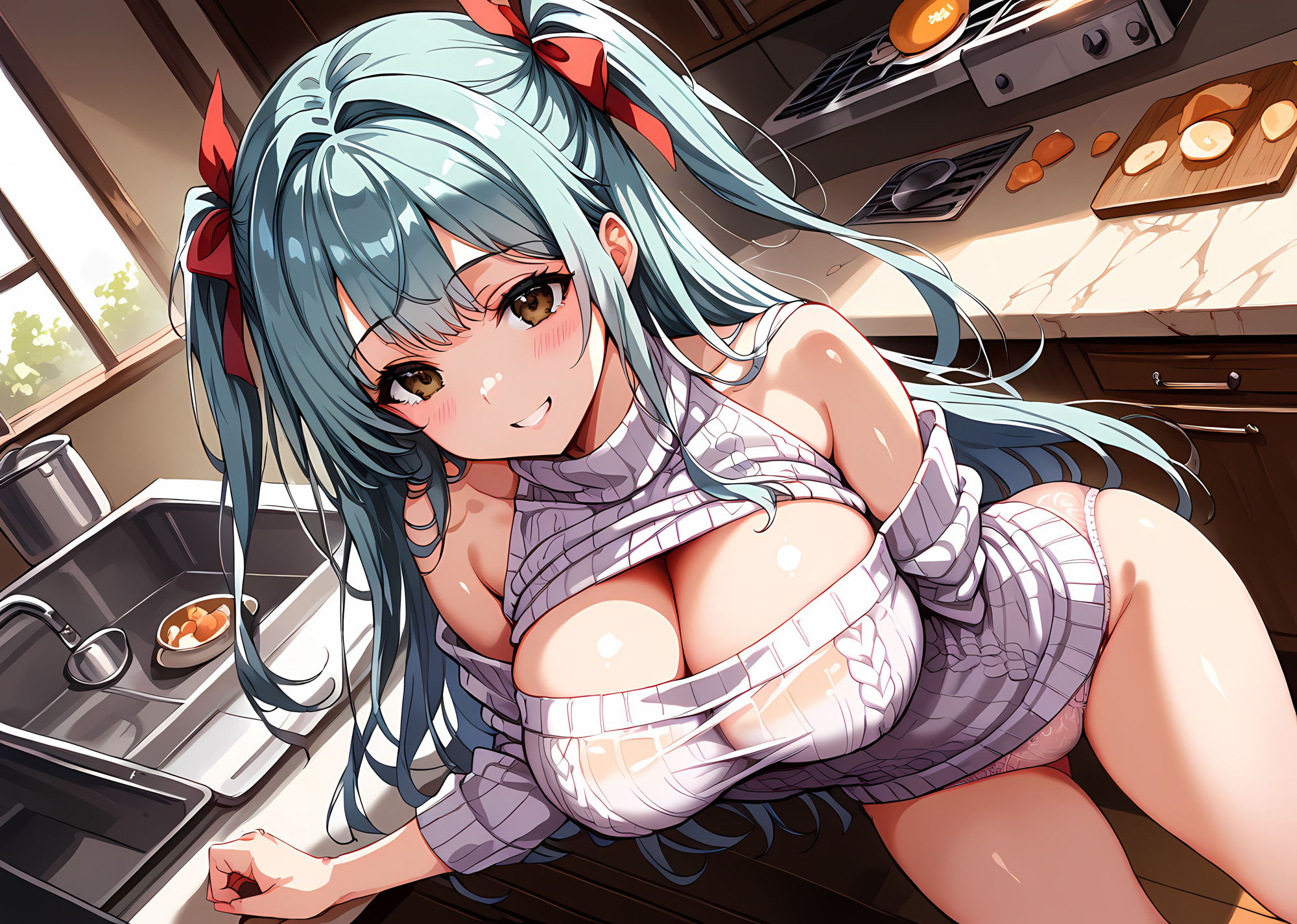 サンプル画像2:爆乳ニット人妻は今日も我慢できない！2(バステトの館) [d_474233]