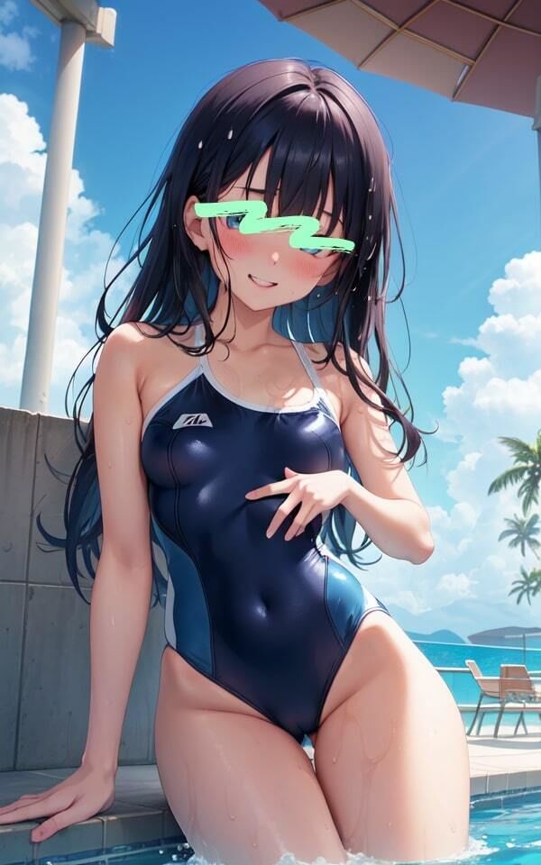 サンプル画像1:ぱっつんぱっつんのスク水 誘惑する 濡れ髪 美女(ムラムラボーイ) [d_474350]