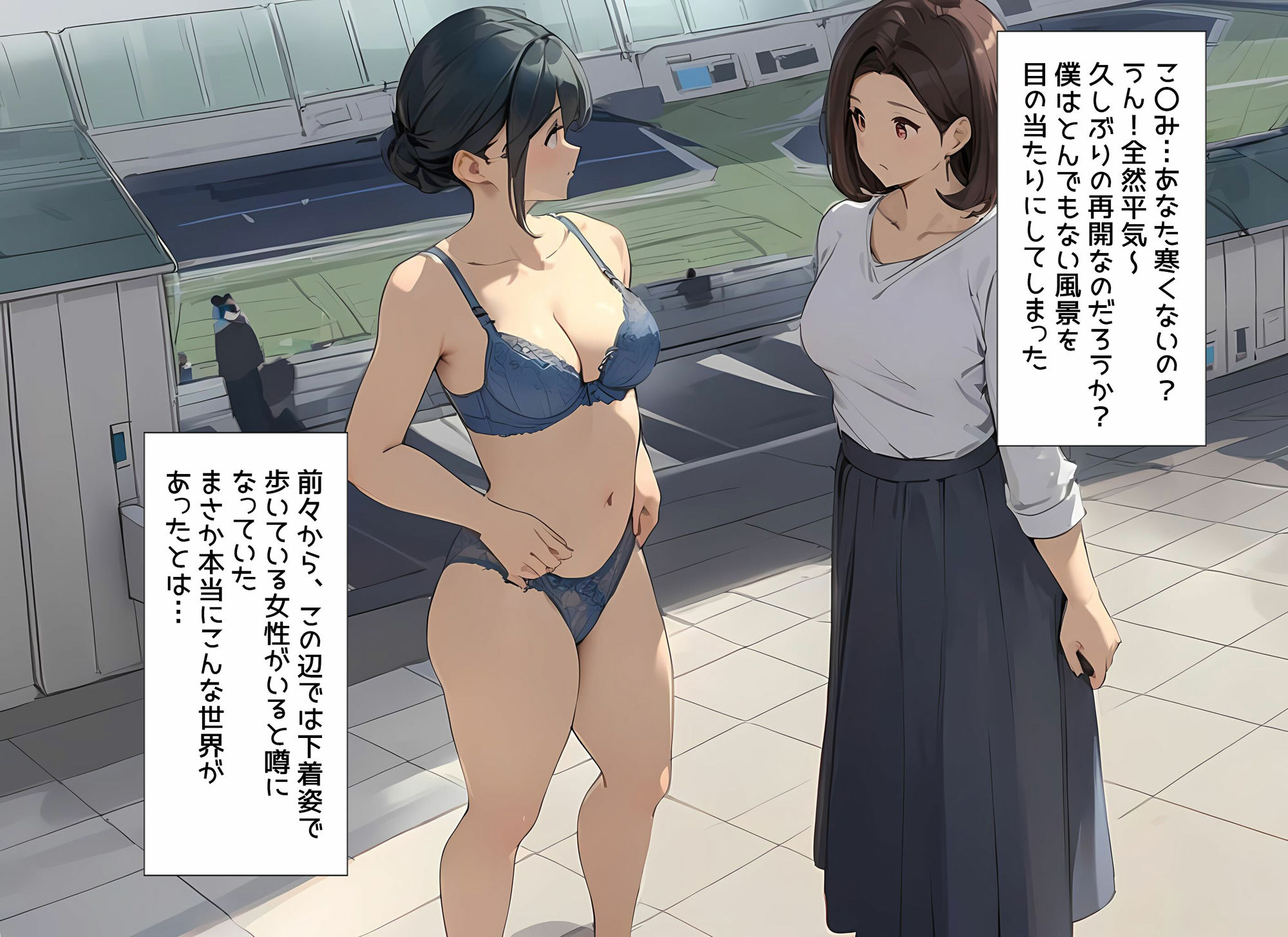 サンプル画像1:親子？友達？下着姿で歩いている女性がいるって噂があったので現場に行ったらとんでもない世界だった(日替わりさん) [d_474436]