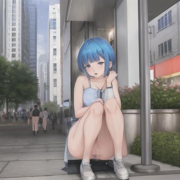 サンプル画像3:青髪おかっぱちゃんのどこでも露出！！(まんまんちん) [d_474482]