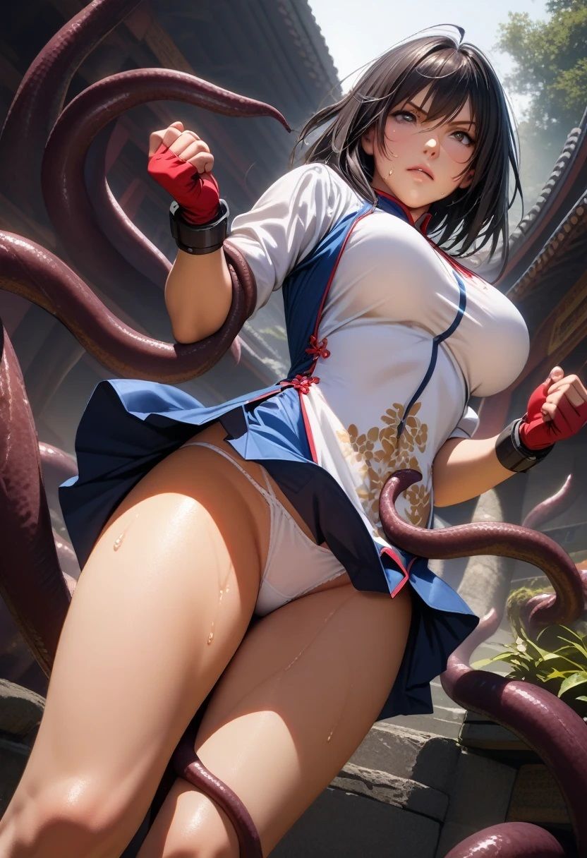 チャイナドレスカンフーガール触手遭遇戦闘パンチラ画像集のサンプル画像 6