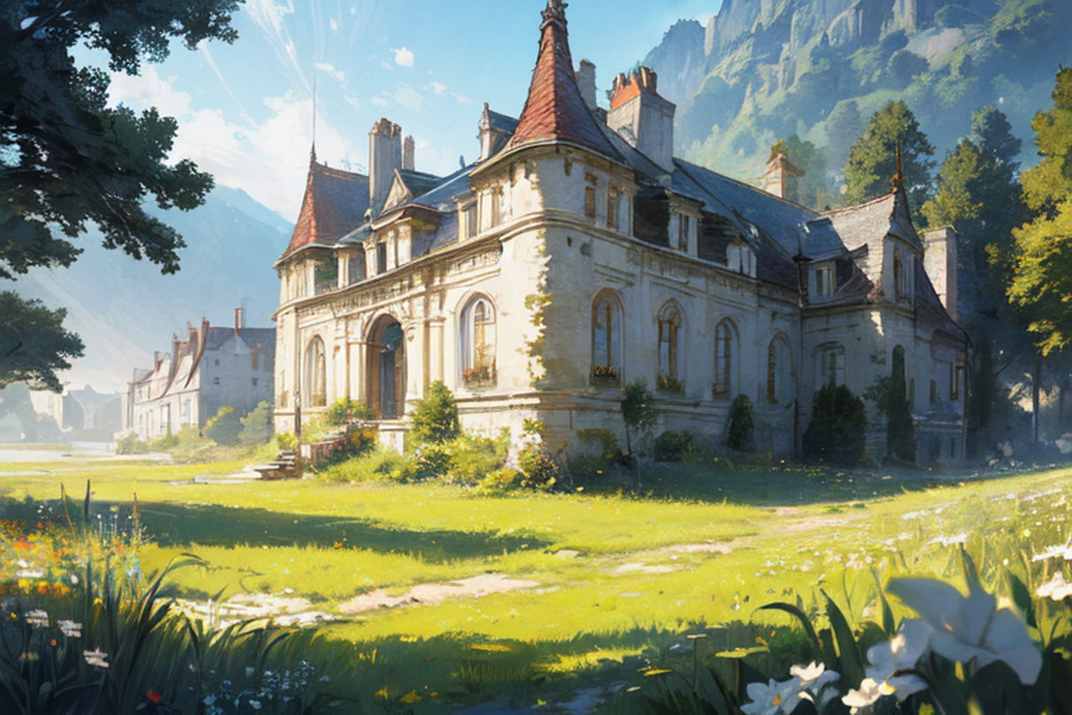 サンプル画像3:西洋の城・屋敷  背景素材(豊川内角) [d_475093]