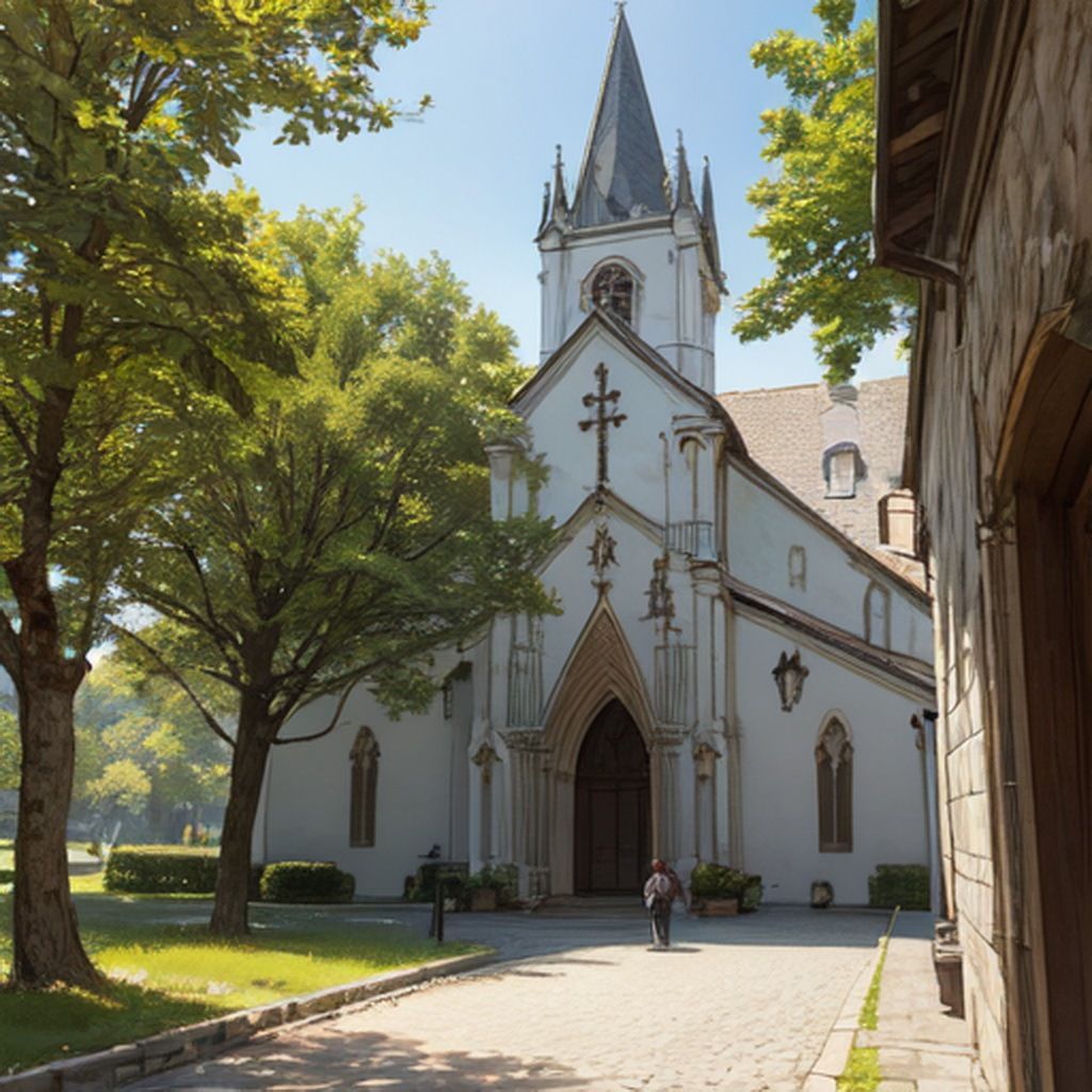 サンプル画像6:西洋の教会  背景素材(豊川内角) [d_475350]