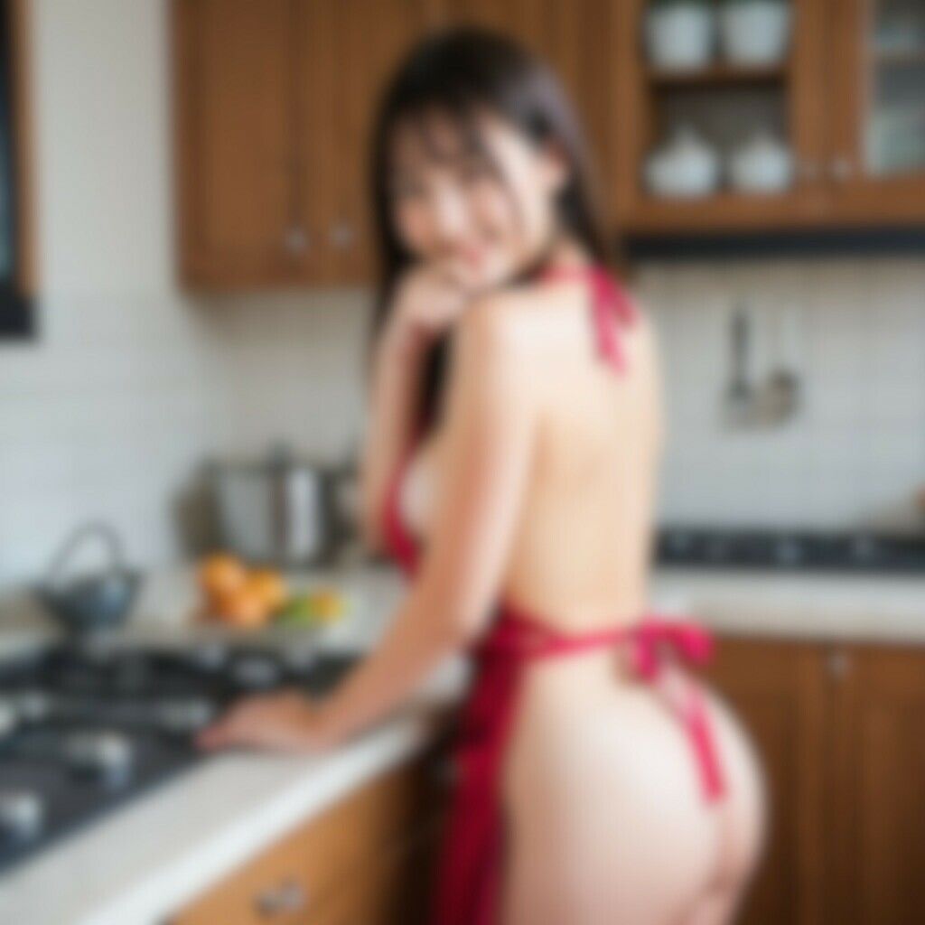 サンプル画像4:料理教室の先生が裸エプロンだったのでイチャついてきた(AI美エロ) [d_475718]