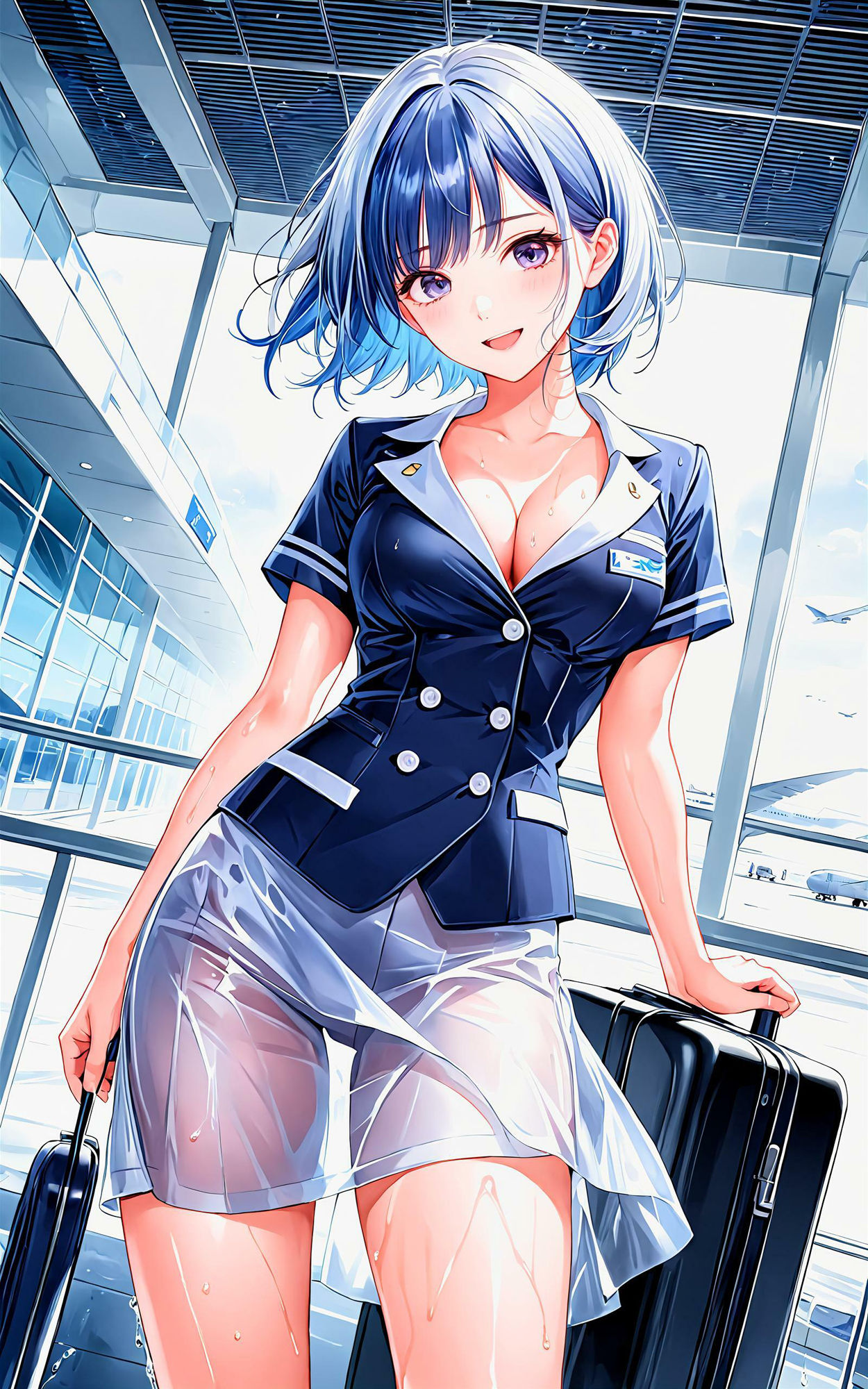 サンプル画像2:エチエチスチュワーデスさん フライト中に急接近！そんなに近いと緊急着陸不可なんだがw vol.1(AIエチエチ部) [d_475872]