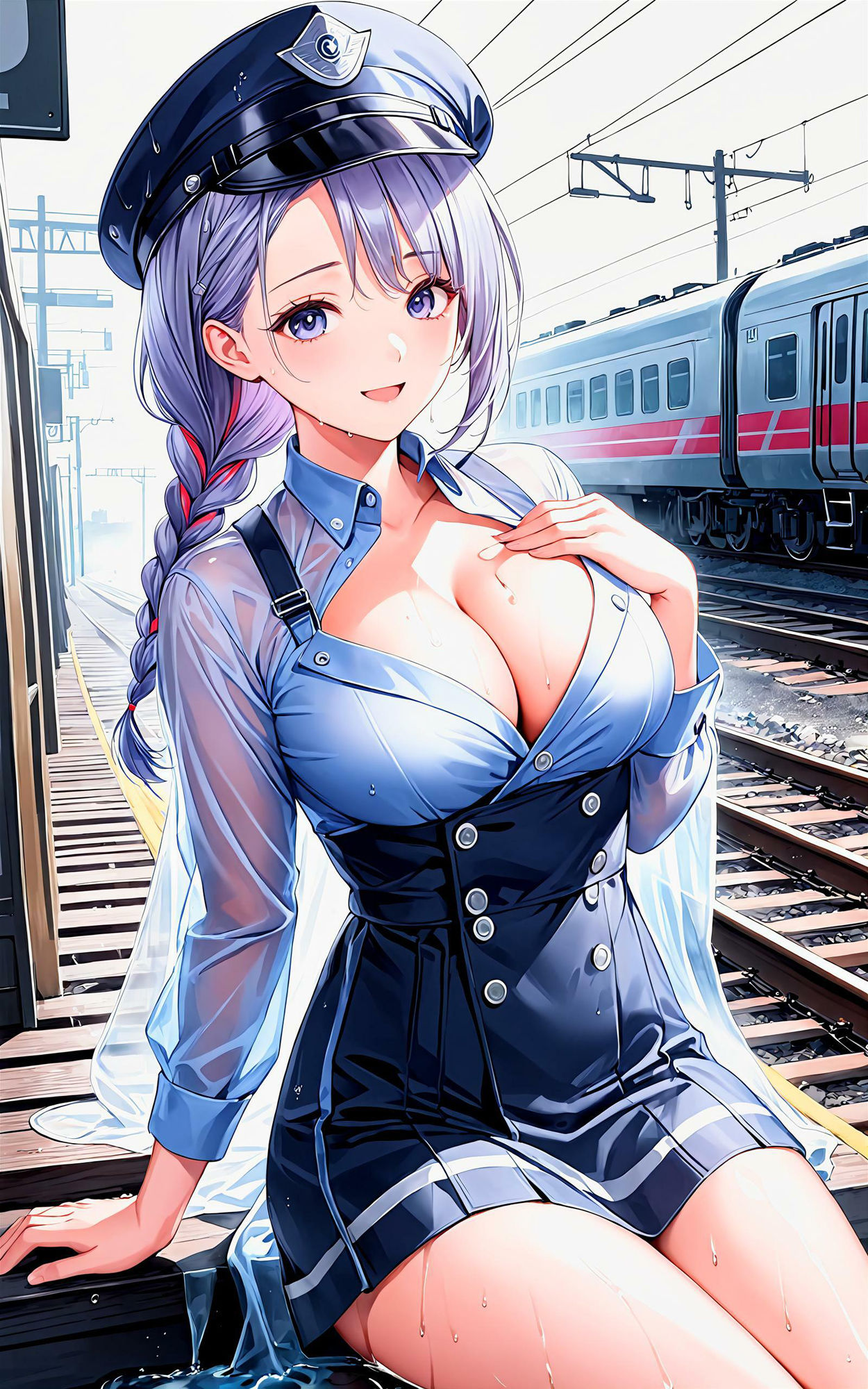 サンプル画像3:エチエチ鉄道員さん 僕の蒸気機関車はもう出発進行しているんだがw vol.1(AIエチエチ部) [d_475890]