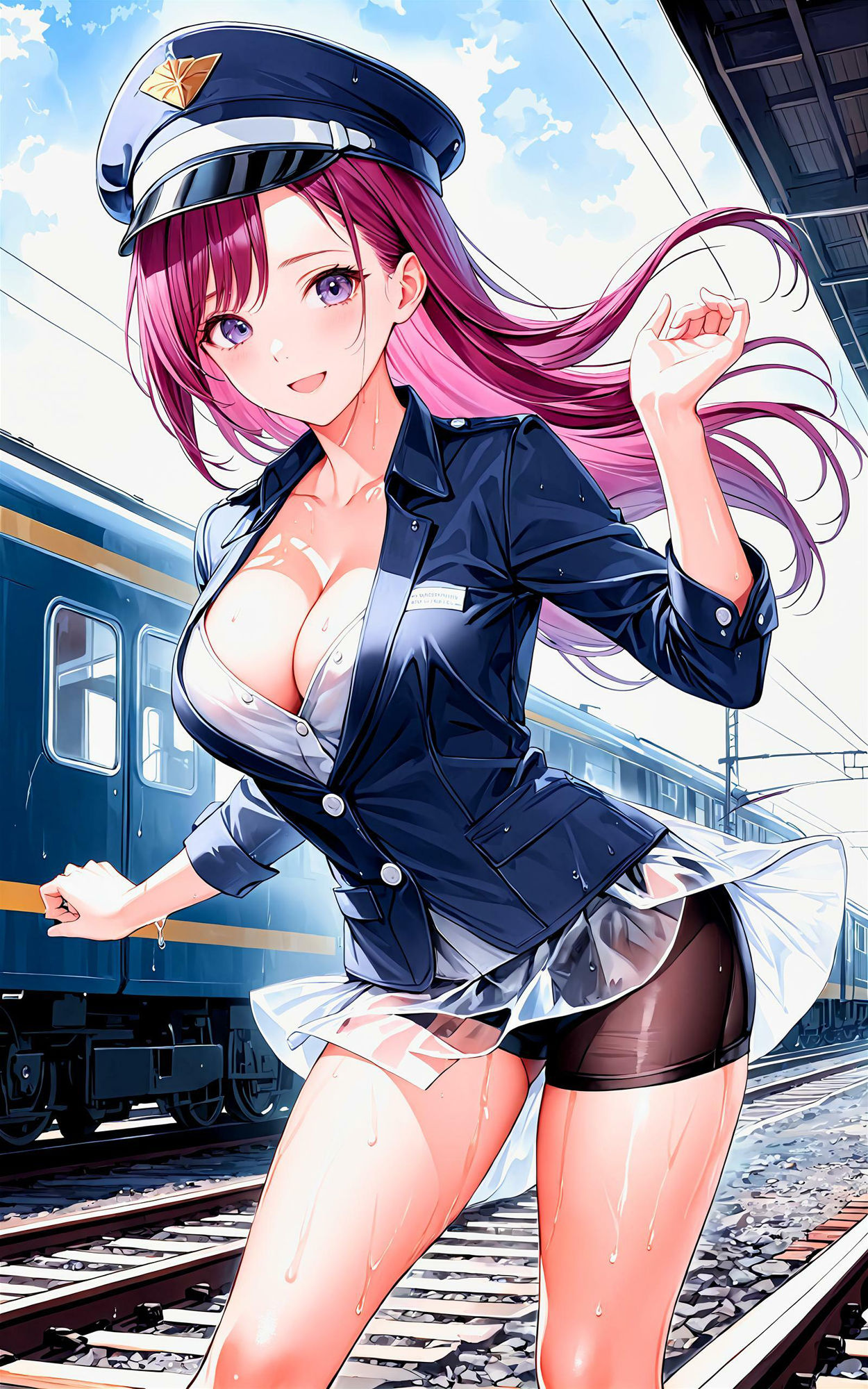 サンプル画像4:エチエチ鉄道員さん 僕の蒸気機関車はもう出発進行しているんだがw vol.1(AIエチエチ部) [d_475890]