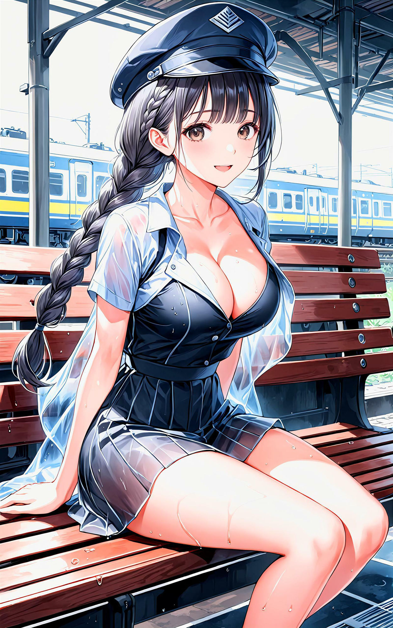 サンプル画像5:エチエチ鉄道員さん 僕の蒸気機関車はもう出発進行しているんだがw vol.1(AIエチエチ部) [d_475890]