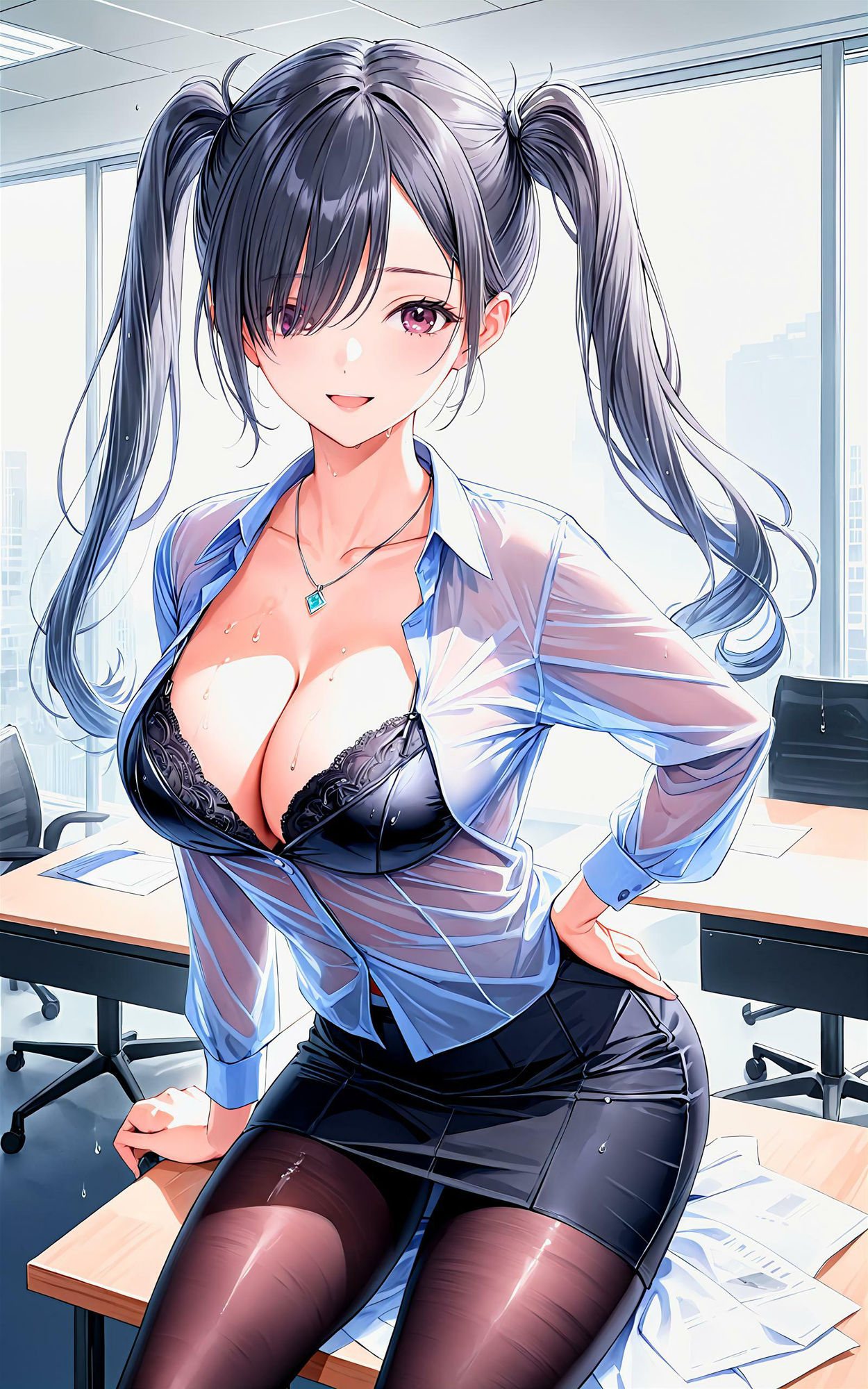 サンプル画像3:エチエチ秘書さん こんなオフィスじゃ損益分岐点も秒で突破なんだがw vol.1(AIエチエチ部) [d_475891]