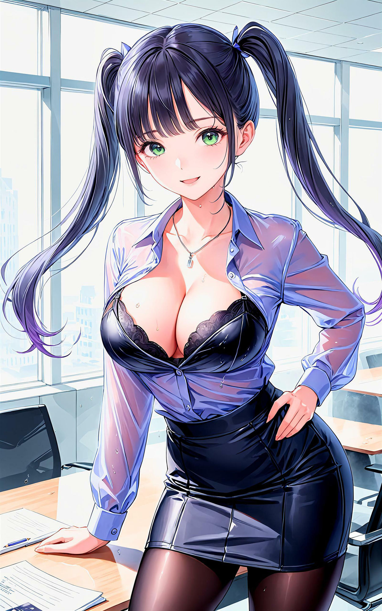 サンプル画像4:エチエチ秘書さん こんなオフィスじゃ損益分岐点も秒で突破なんだがw vol.1(AIエチエチ部) [d_475891]