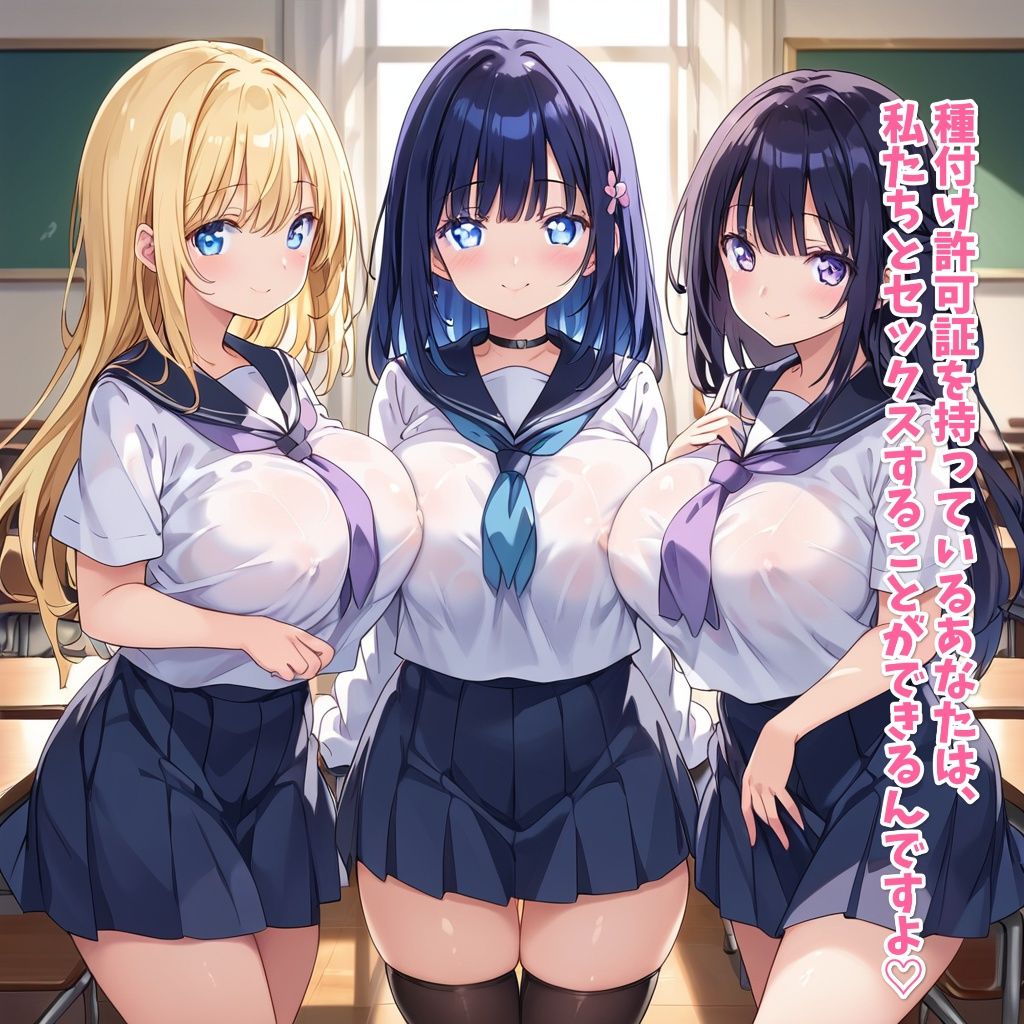 サンプル画像6:【セリフ付き】種付け許可証を手に入れたのでボテ腹JKハーレムを作った(星屑ヒロインズ) [d_475943]