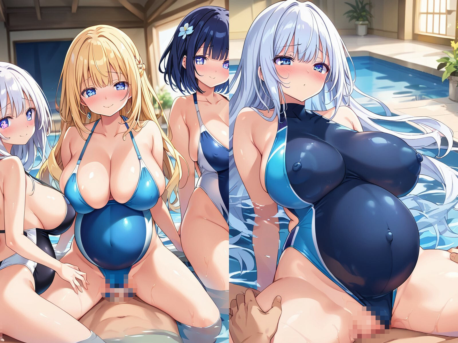 サンプル画像5:【セリフ付き】種付け許可証を手に入れたのでボテ腹水着JKハーレムを作った(星屑ヒロインズ) [d_475952]