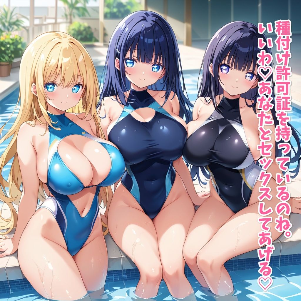 サンプル画像6:【セリフ付き】種付け許可証を手に入れたのでボテ腹水着JKハーレムを作った(星屑ヒロインズ) [d_475952]