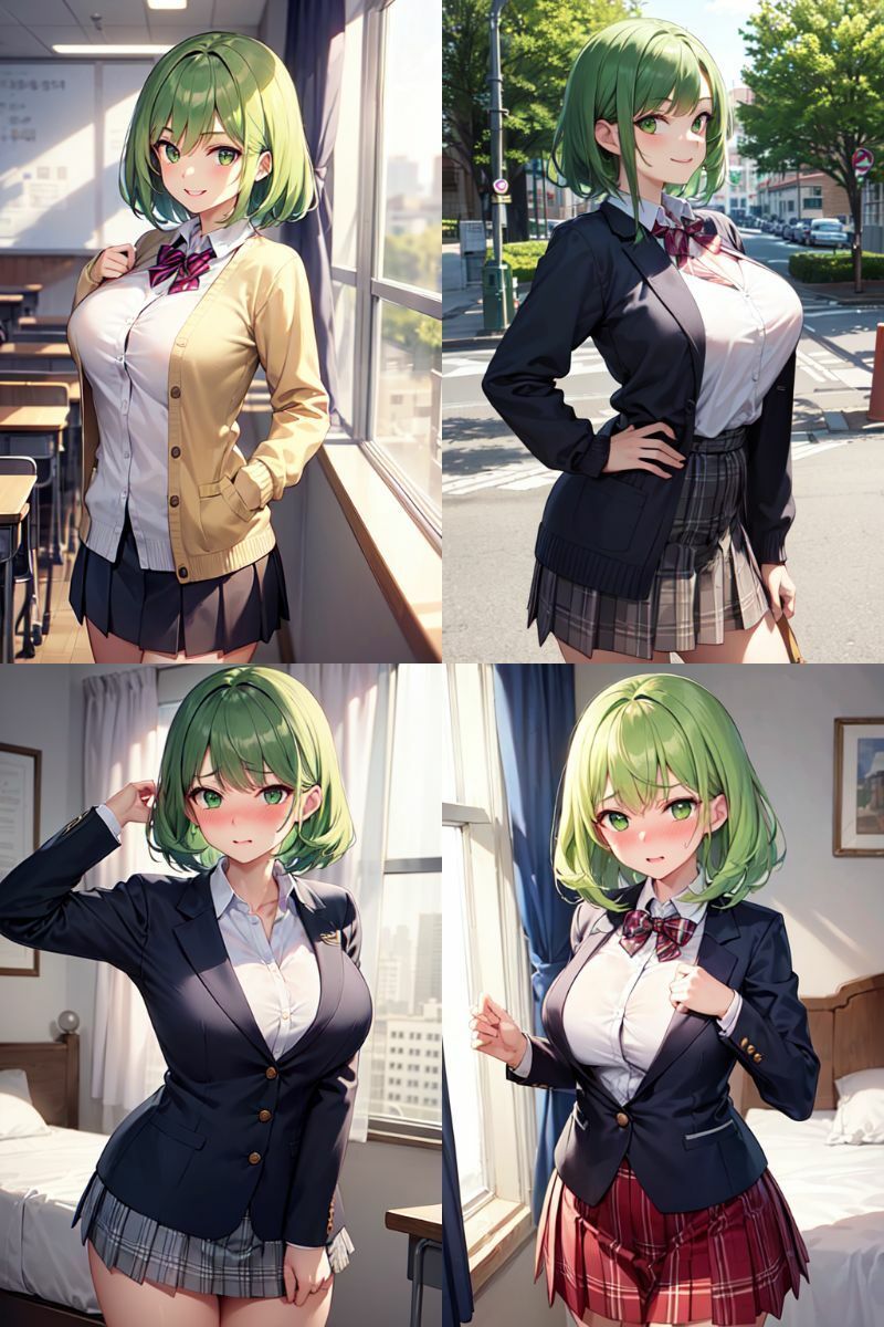 サンプル画像1:緑髪巨乳彼女と帰宅してすぐHしちゃいました！(かまかま) [d_476015]