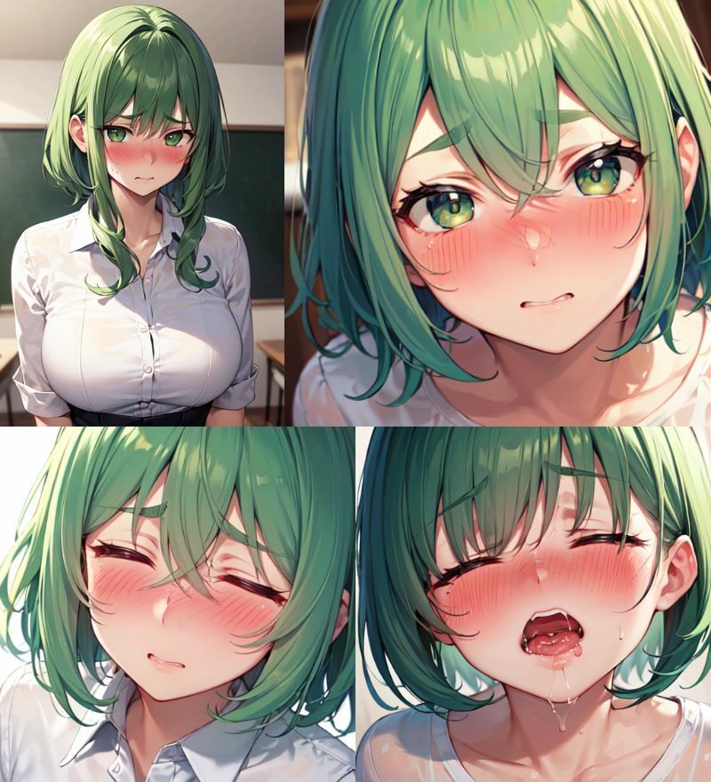 サンプル画像2:緑髪巨乳彼女と帰宅してすぐHしちゃいました！(かまかま) [d_476015]