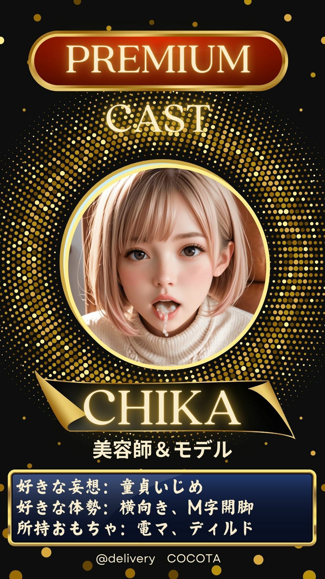 サンプル画像1:【オナ美女】チカ編 《美容師＆モデル》の大人気インフルエンサーの秘密(ココタ☆あの人気声優との絶頂コラボ作品販売中！) [d_476042]