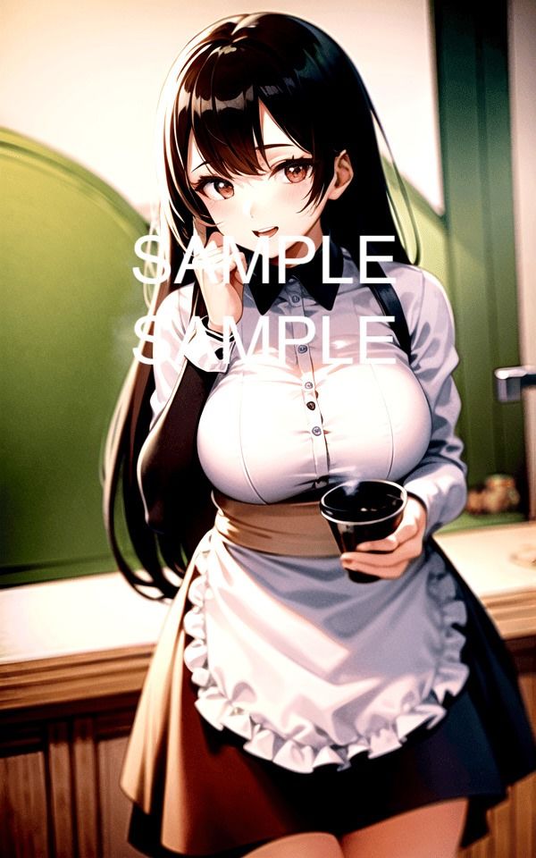 サンプル画像1:【300枚以上】ウェイトレス美女イラスト集(ラテ) [d_476061]