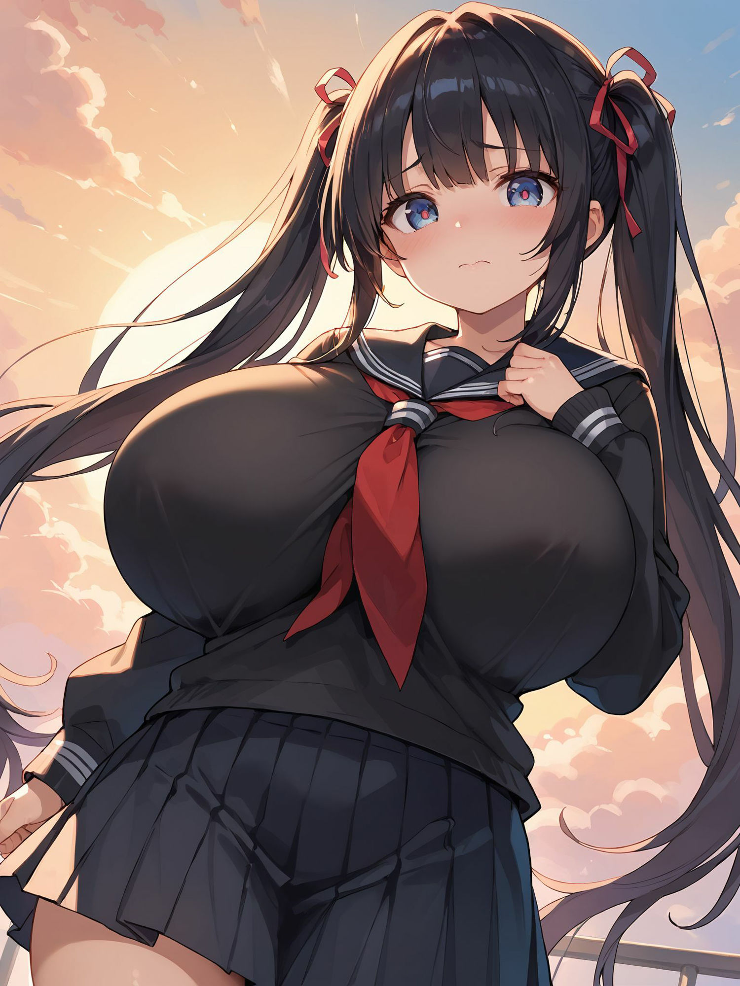 巨乳制服少女イラスト集の画像2
