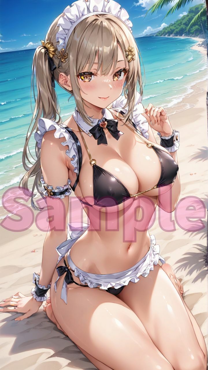 サンプル画像4:夏だ！海だ！堕天使水着エロメイド達とビーチで乱交バカンス！パート5(楽園への誘い) [d_476777]