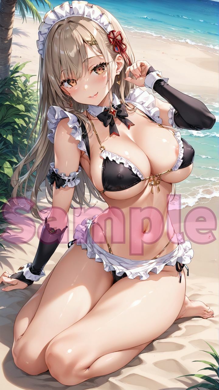 サンプル画像5:夏だ！海だ！堕天使水着エロメイド達とビーチで乱交バカンス！パート5(楽園への誘い) [d_476777]