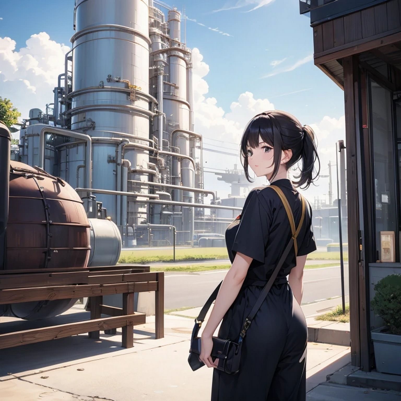 サンプル画像1:コンビナート  背景素材(豊川内角) [d_477008]