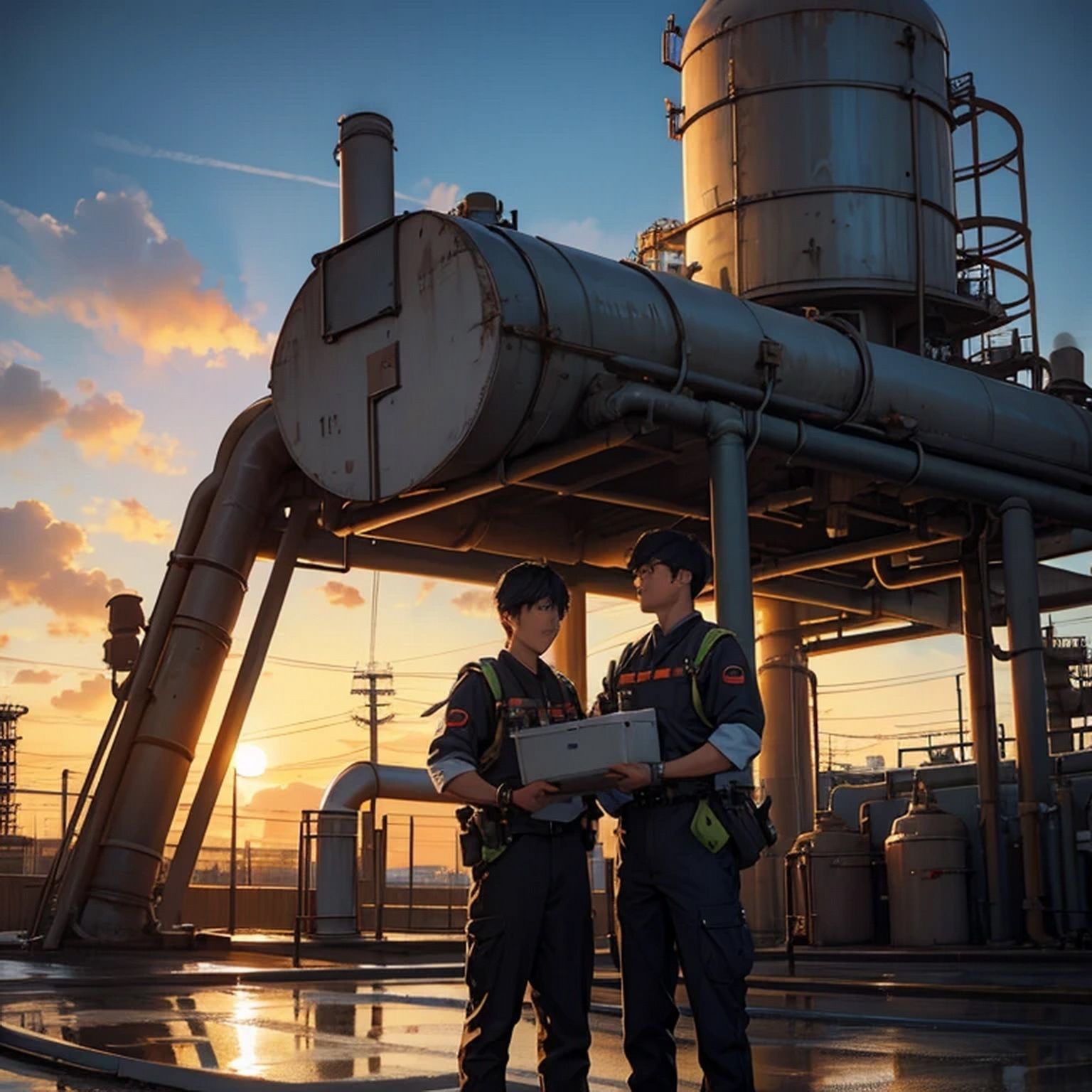 サンプル画像6:コンビナート  背景素材(豊川内角) [d_477008]