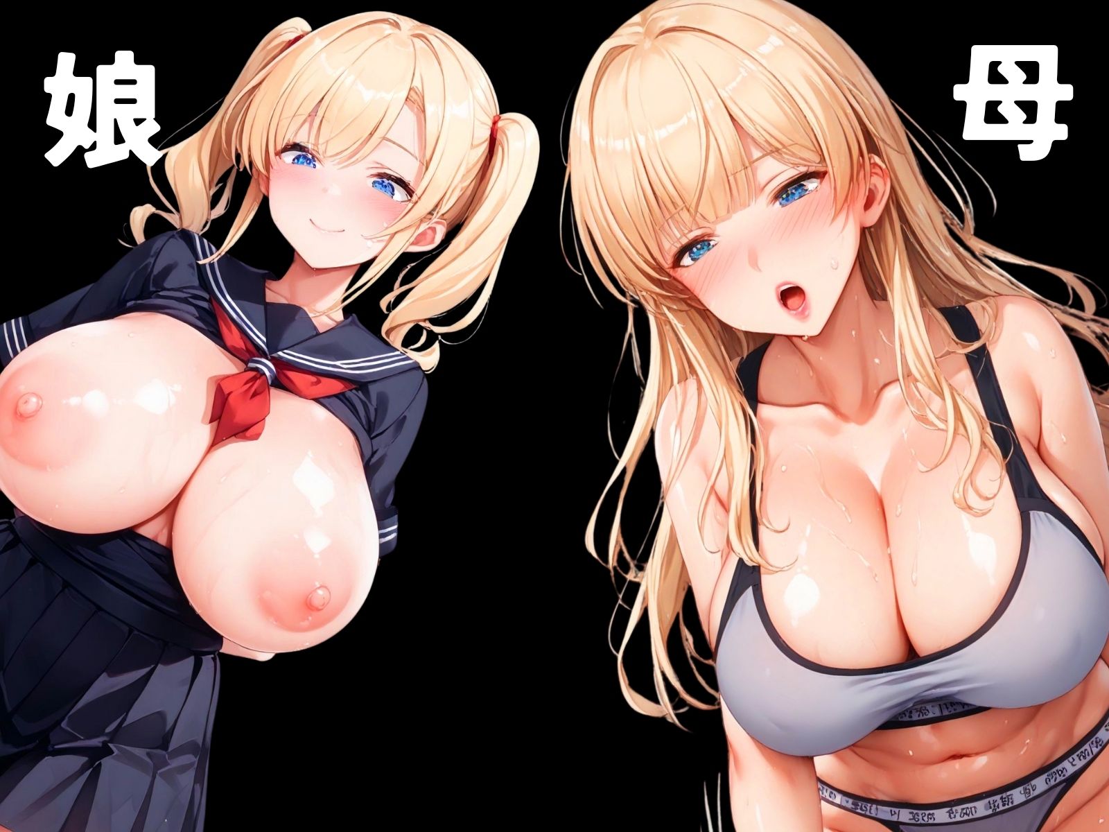 サンプル画像1:金髪親子！母親仕込みの性教育！(お好み焼き粉) [d_477583]