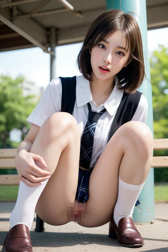 サンプル画像2:野外放尿・お漏らし・制服女子(AIイメージプレス) [d_477586]