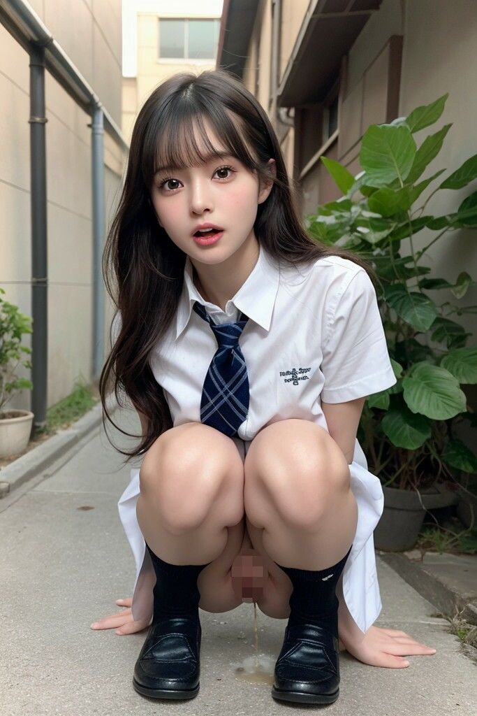 サンプル画像5:野外放尿・お漏らし・制服女子(AIイメージプレス) [d_477586]