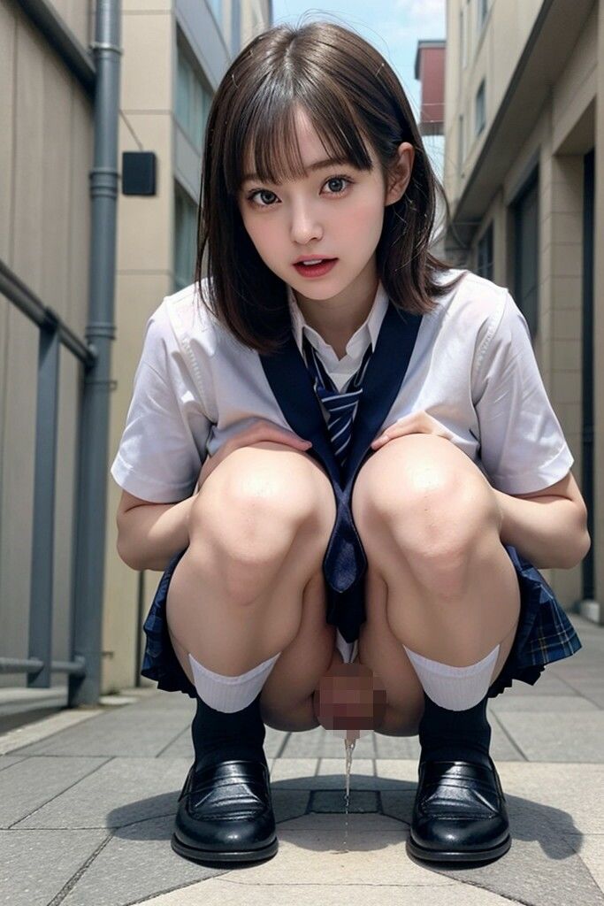 サンプル画像6:野外放尿・お漏らし・制服女子(AIイメージプレス) [d_477586]