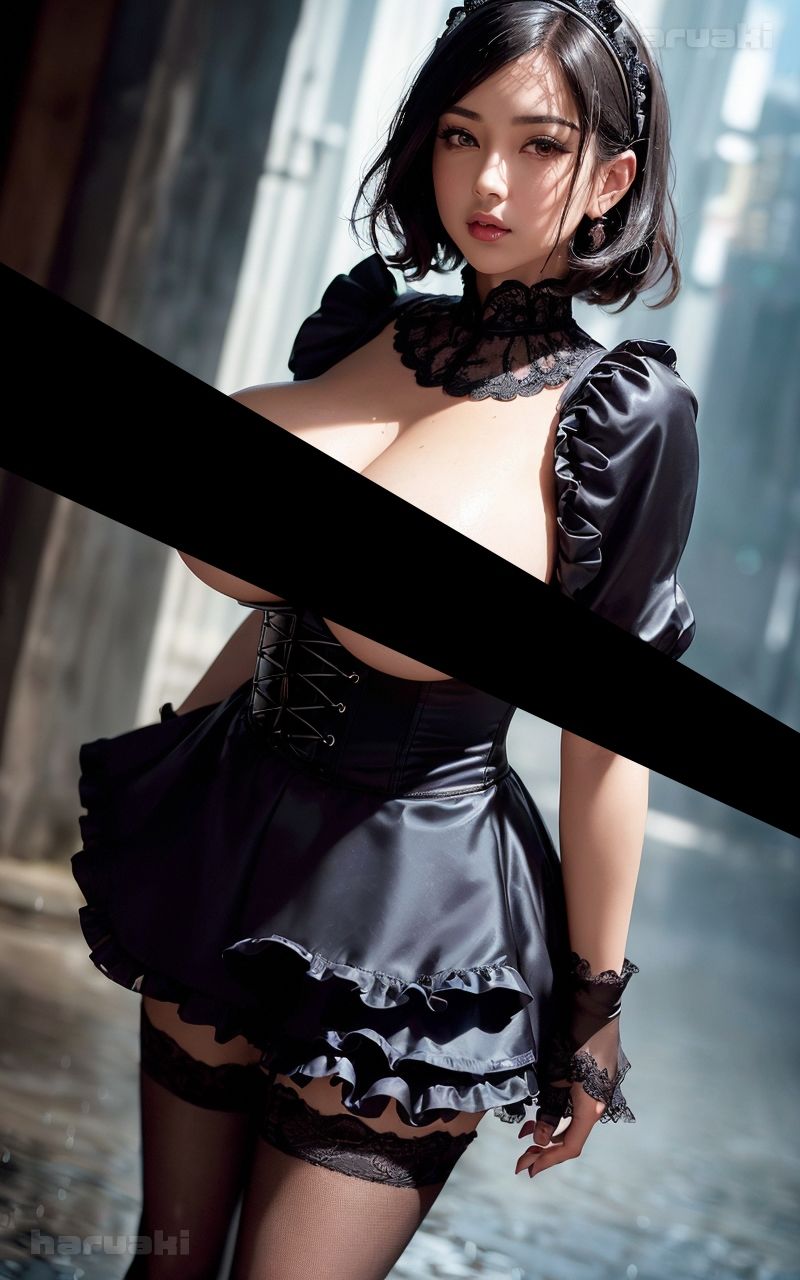 サンプル画像4:【AIグラビア巨乳美女写真集】Vol.13雨の中のゴスロリ天使さん センシティブまとめ(はるあき/AIart) [d_477873]