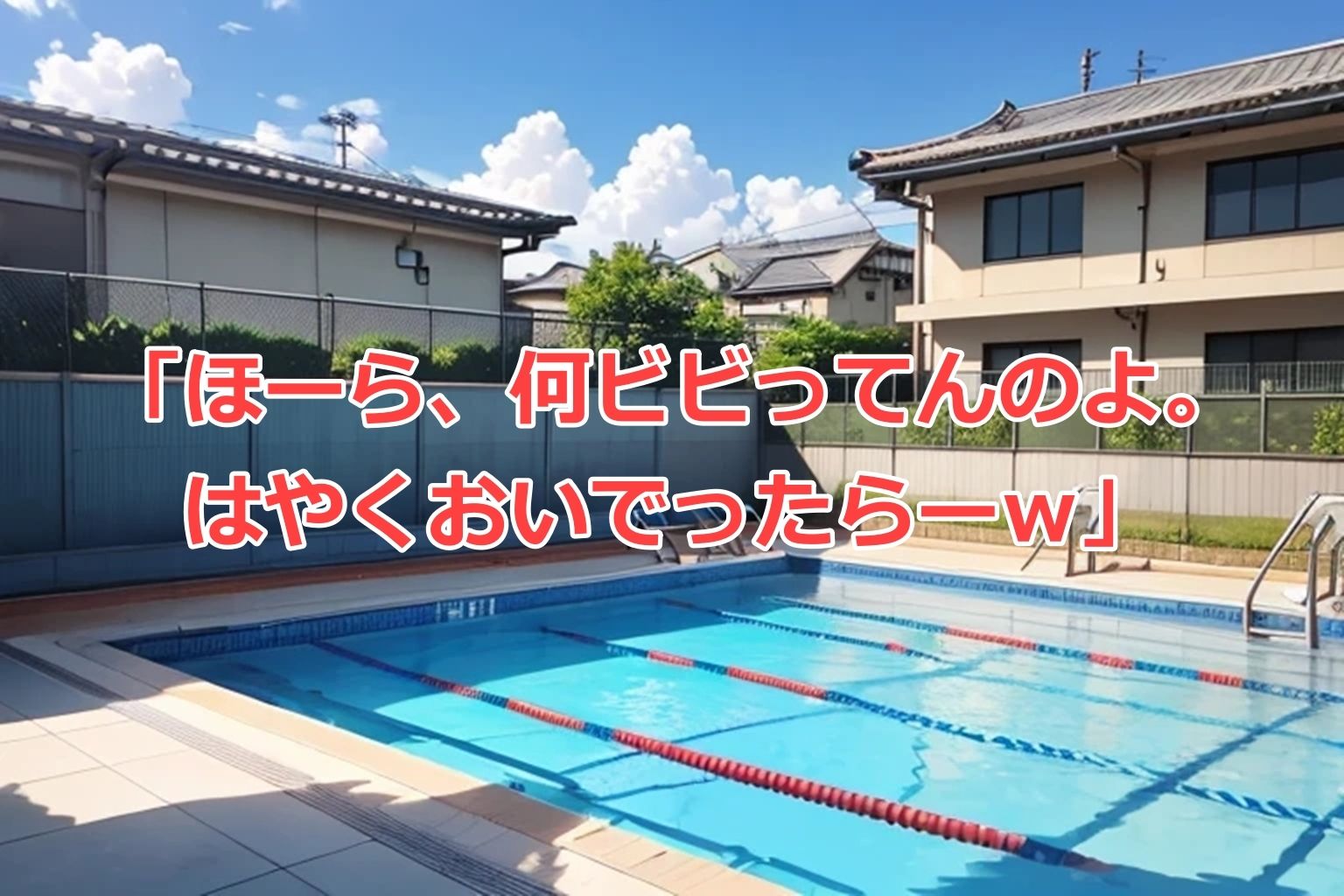 サンプル画像1:【特装版】SUKESUKE-メス〇キ系クラスメイトと学校のプールに忍び込んだ夏-(くまとねこ屋) [d_478111]