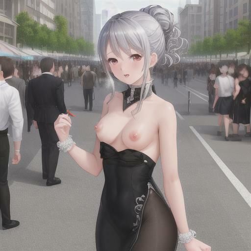 サンプル画像5:銀髪ハーフアップちゃんのどこでも露出！！(まんまんちん) [d_478132]